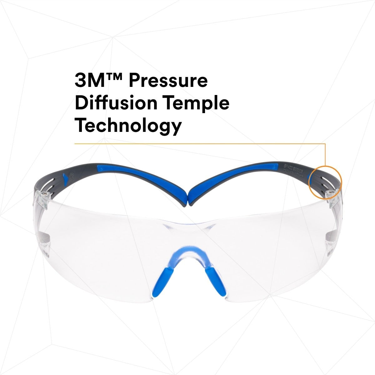 3M SF401SGAF-BLU SecureFit Safety Glasses, Clear Lens, Blue/Gray Frame, ANSI Z87.1 (7100150838) (20 Pack) - 7