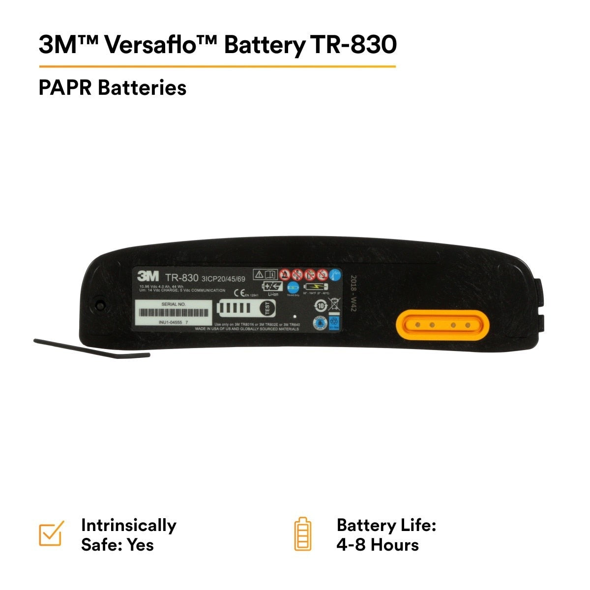 3M 94243 TR-830 Versaflo Battery, Intrinsically Safe, for TR-800 PAPR (7100150925) - 5