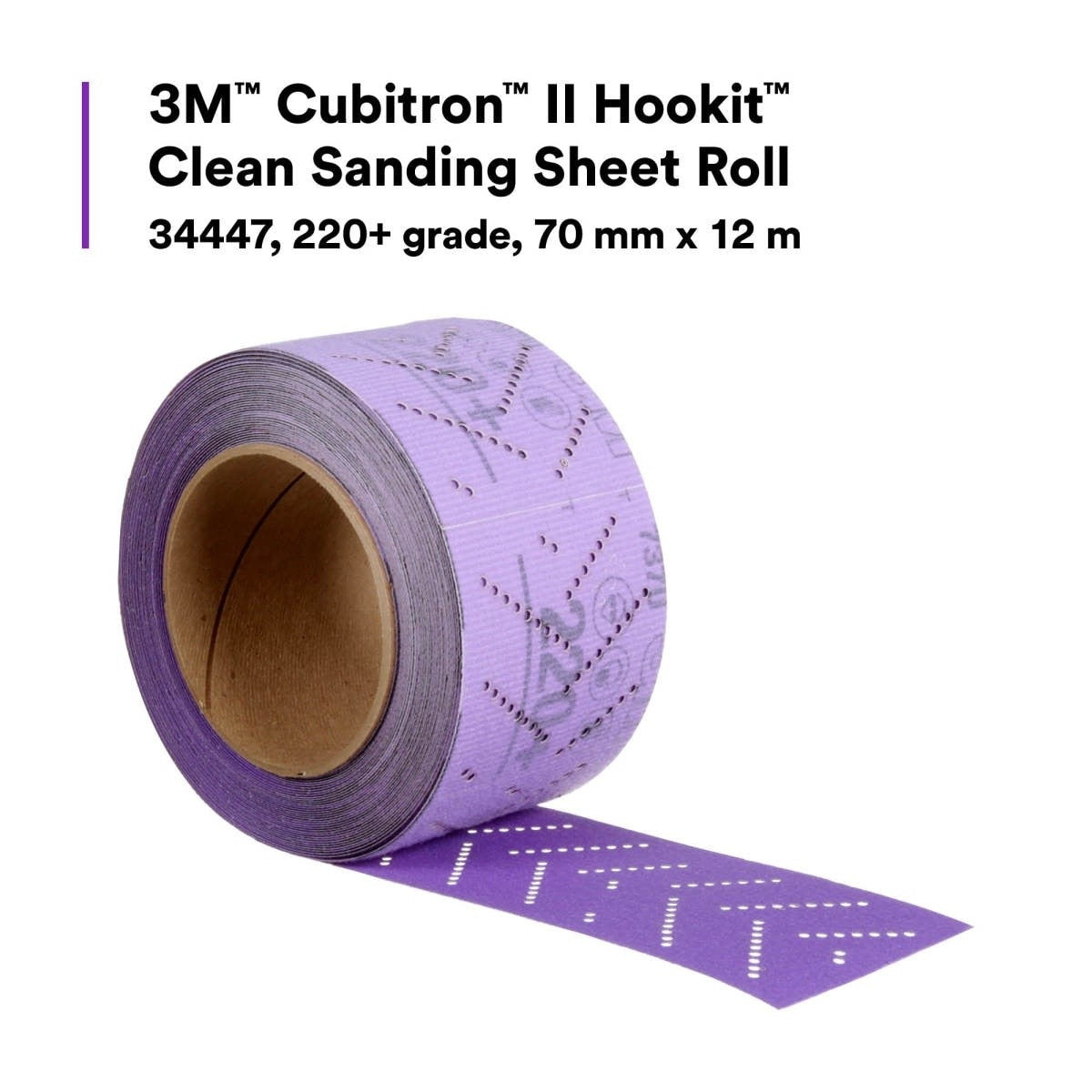 3M 737U Cubitron II Hookit Clean Sanding Sheet Roll, 220+, Purple, 70 mm x 12 m (34447) (7100155366) (5 Pack) - 4