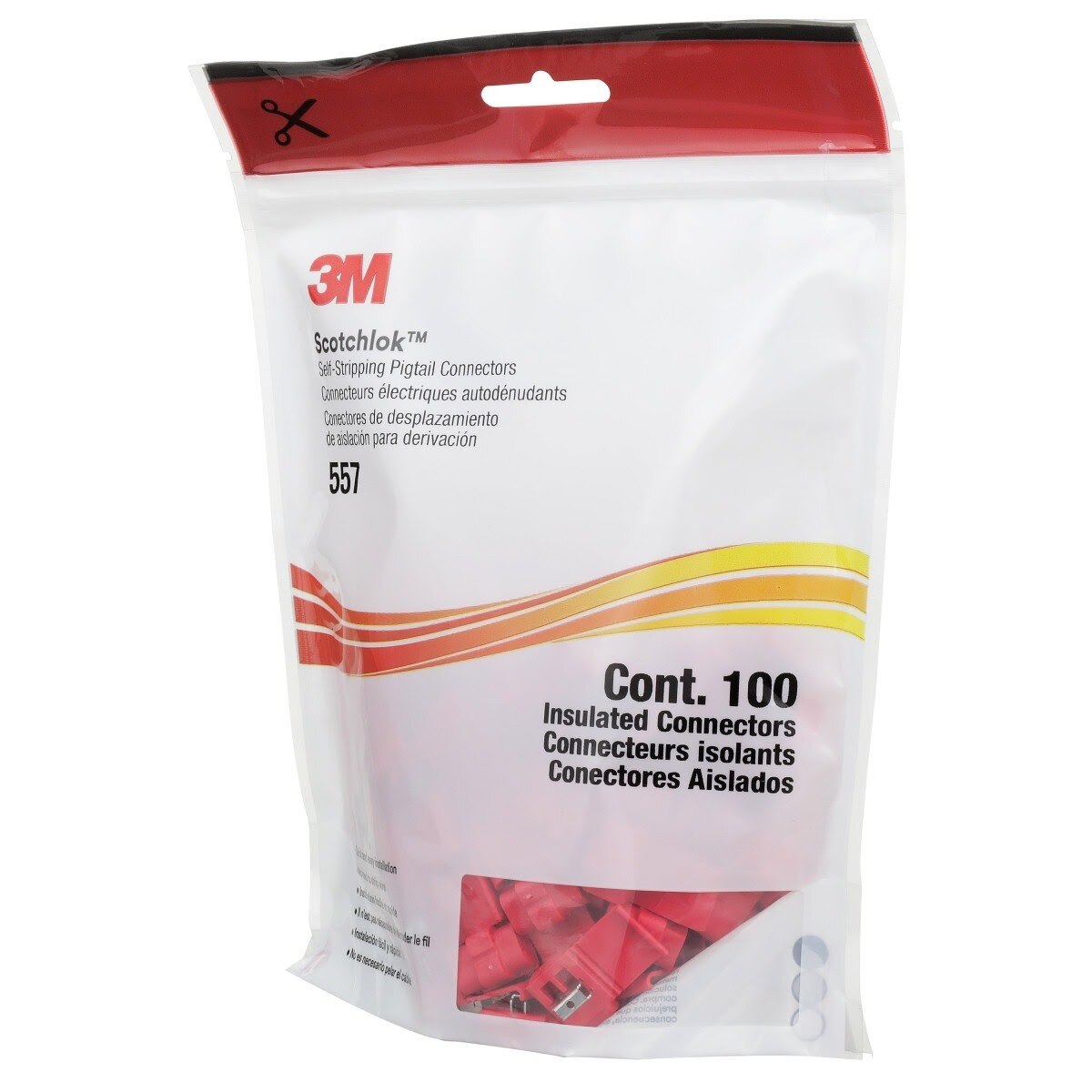 3M 557 Scotchlok Electrical Idc, Pigtail, Self-Stripping, Red, 22-16 Awg (7100166937) (1000 Pack) - 9