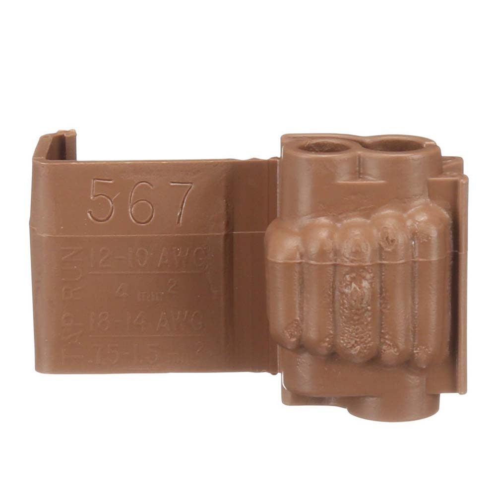 3M 567-POUCH Scotchlok Self-Stripping Tap Connectors 567, Run and Tap, Brown, 18-14 Awg Tap, 12-10 Awg Run (7100167058) (100 Pack)