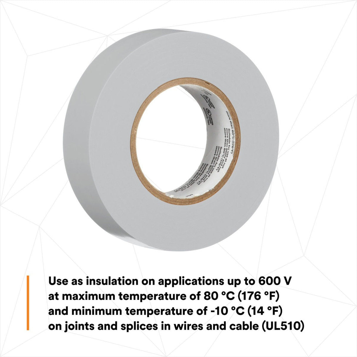 3M 165 Temflex Vinyl Electrical Tape, Gray, 0.75 in x 60 ft, 6 mil (165GY4A) (7100169192) (10 Roll Pack) (10 Pack) - 10