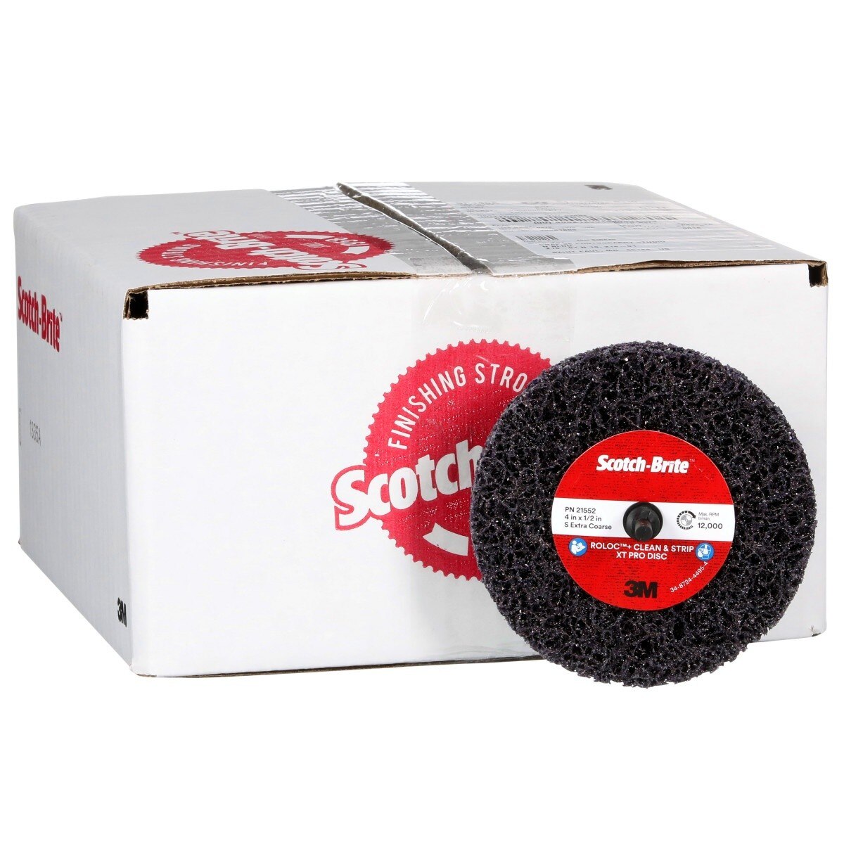 3M XO-ZR+ Scotch-Brite Roloc Clean and Strip XT Pro Disc, SiC Extra Coarse, Purple, 4 in x 1/2 in (7100173794) (10 Pack) - 7