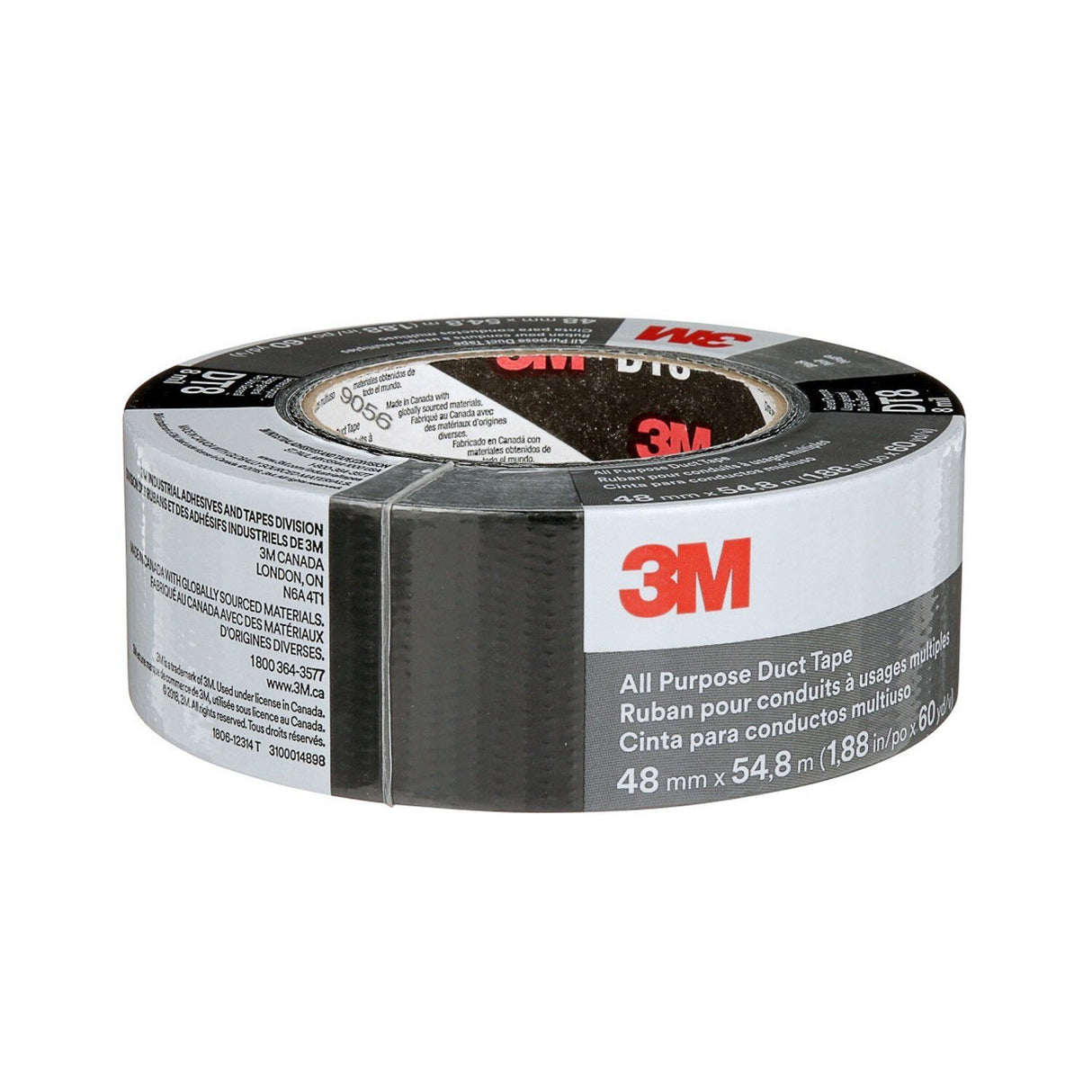 3M DT8 Industrial Strength Multi-Use Duct Tape, Black, 1-7/8 in x 60 yd x 8 mil (7100174104) (24 Pack) - 7