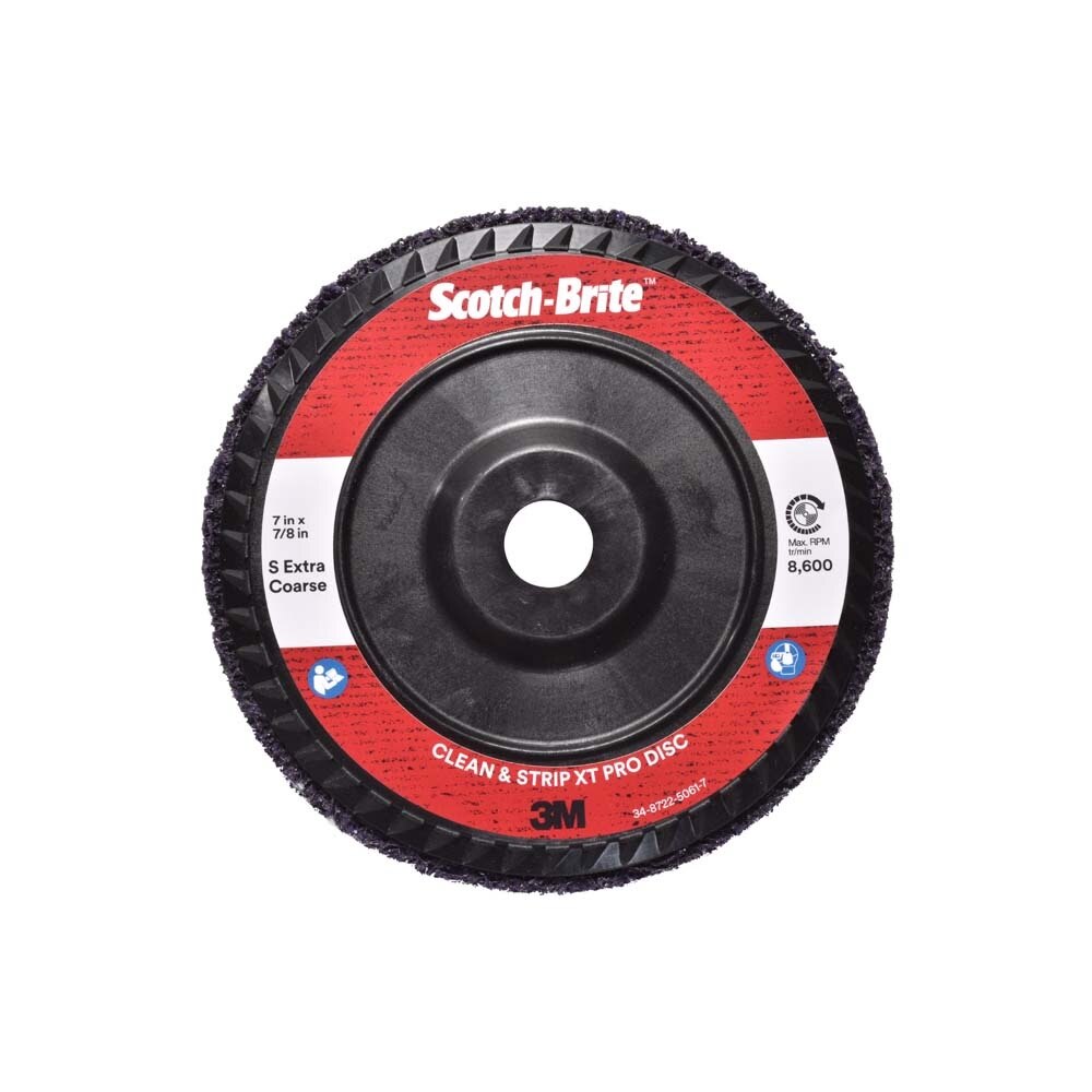 3M 7100175122 Scotch-Brite Clean and Strip XT Pro Disc, XO-DC, SiC Extra Coarse, Purple, 7 in x 7/8 in, Type 27 (5 Pack) - 3