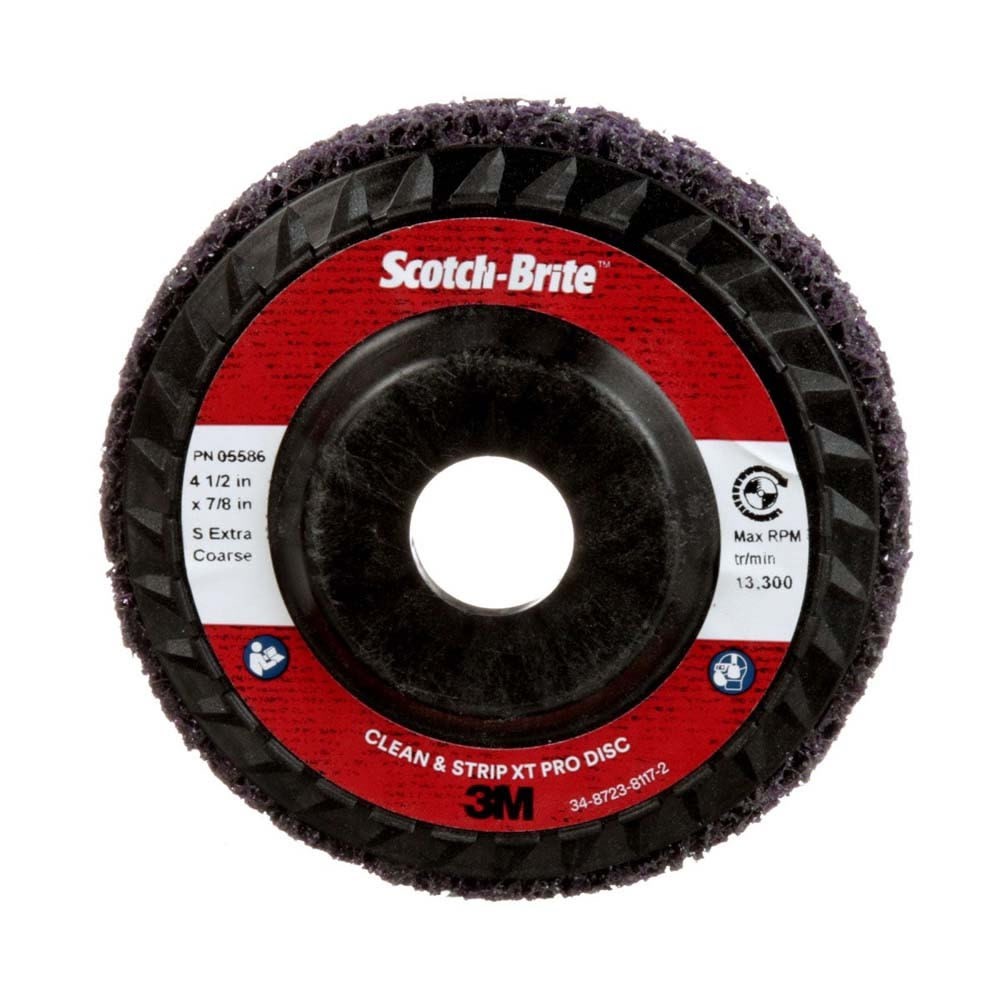 3M XO-DC Scotch-Brite Clean and Strip XT Pro Disc, SiC Extra Coarse, Purple, 4-1/2 in x 7/8 in, Type 27 (7100175393) (10 Pack)
