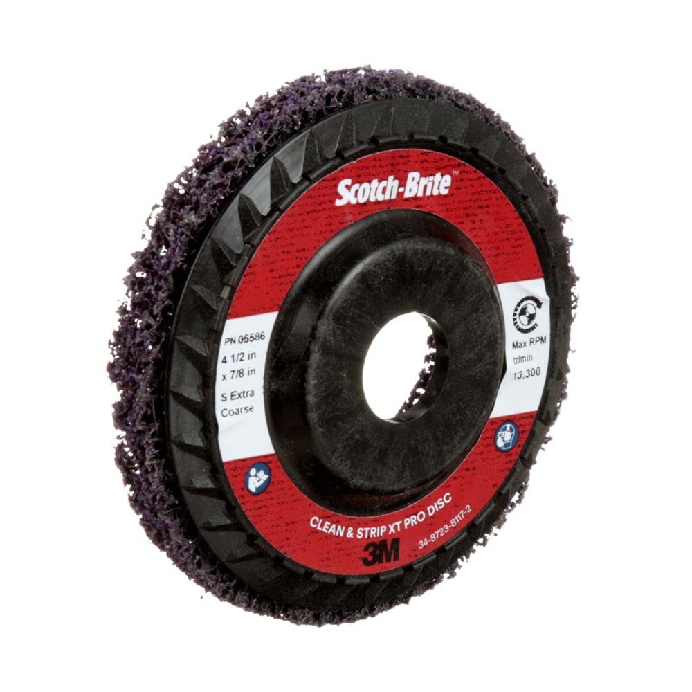 3M XO-DC Scotch-Brite Clean and Strip XT Pro Disc, SiC Extra Coarse, Purple, 4-1/2 in x 7/8 in, Type 27 (7100175393) (10 Pack) - 2