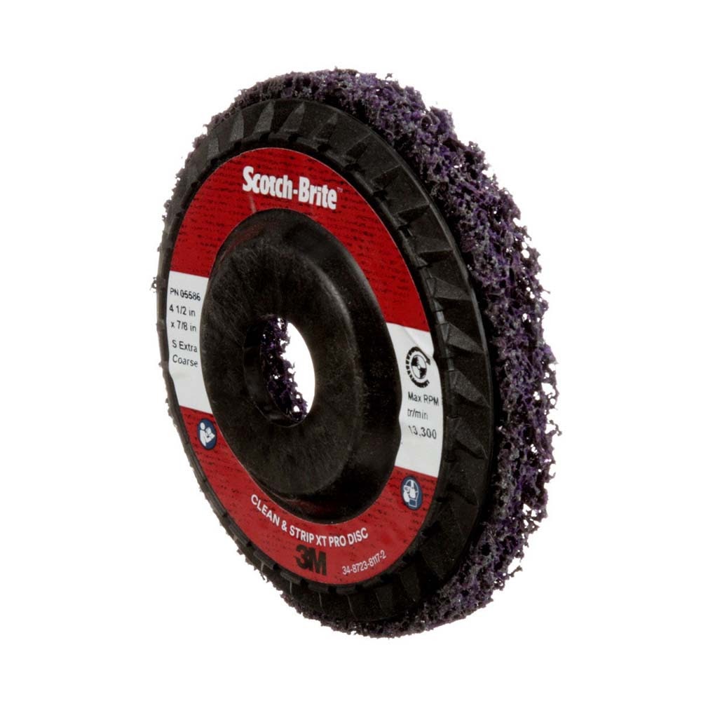 3M XO-DC Scotch-Brite Clean and Strip XT Pro Disc, SiC Extra Coarse, Purple, 4-1/2 in x 7/8 in, Type 27 (7100175393) (10 Pack) - 3