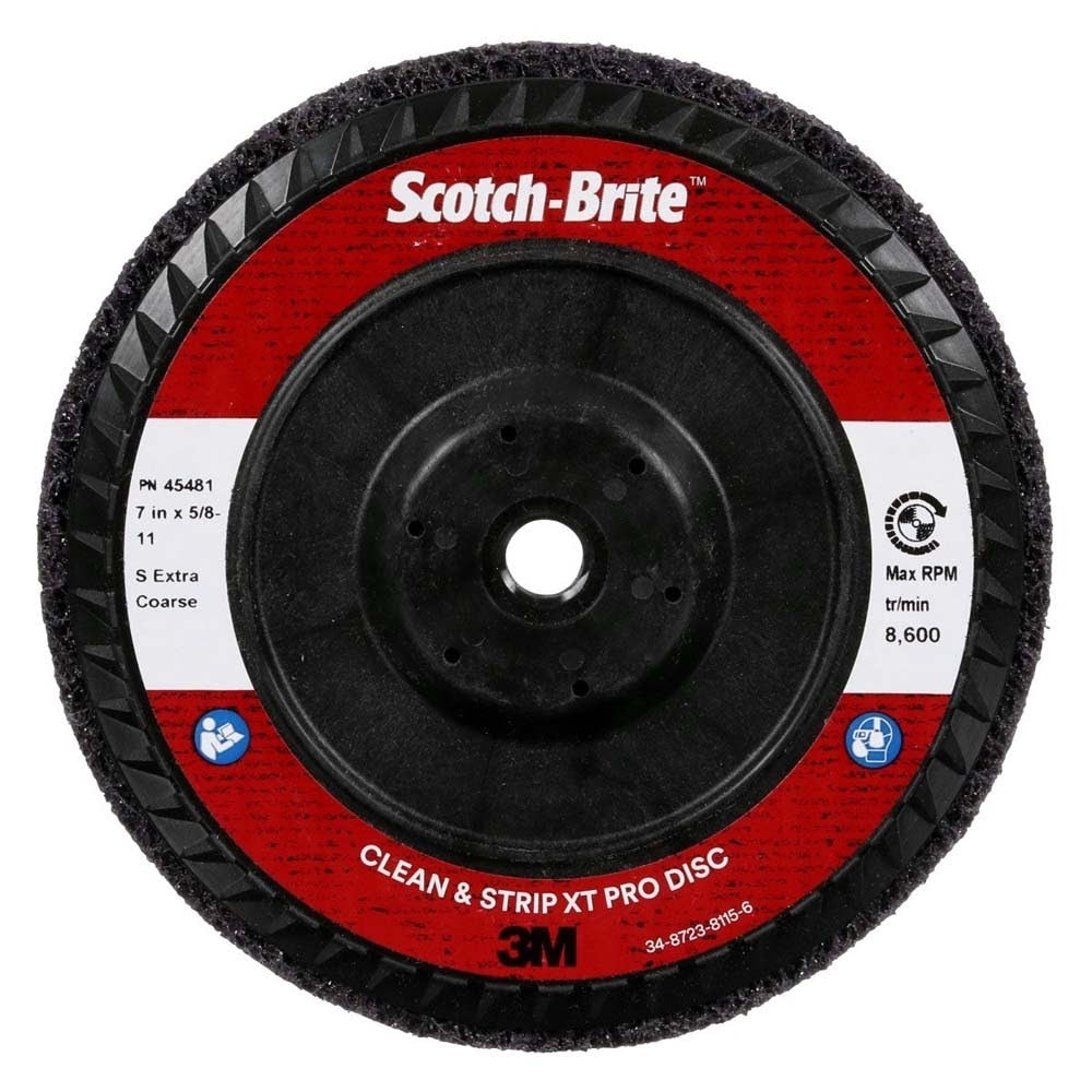 3M 7100175474 Scotch-Brite Clean and Strip XT Pro Disc, XO-DC, SiC Extra Coarse, Purple, 7 in x 5/8"-11, Type 27 (5 Pack)