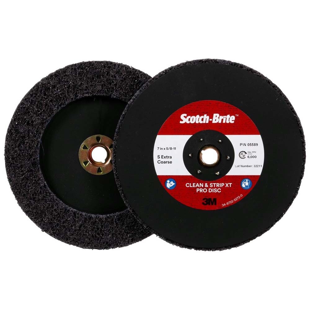 3M SB05589 Scotch-Brite Clean and Strip XT Pro TN Quick Change Disc, XO-DN, SiC Extra Coarse, Purple, 7 in x 5/8 in-11 (7100175514) (5 Pack) - 5