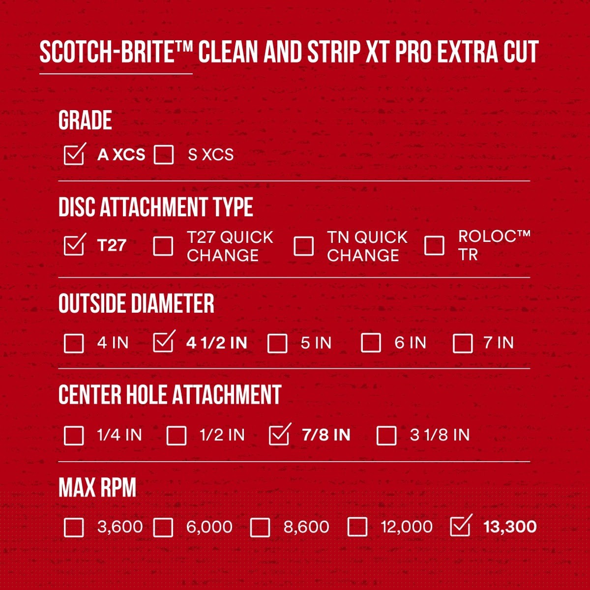 3M XC-DC Scotch-Brite Clean and Strip XT Pro Extra Cut Disc, A/O Extra Coarse, Green, 4-1/2 in x 7/8 in, Type 27 (7100175515) (10 Pack) - 10