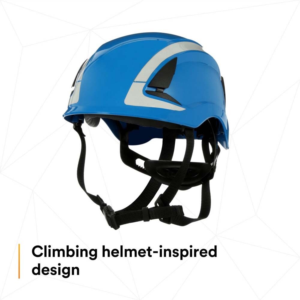 3M X5003X-ANSI SecureFit X5000 Non-Vented Safety Helmet with 6-Point Ratchet Suspension and Scotchlite Reflective Material, Blue (7100175556) (4 Pack) - 8