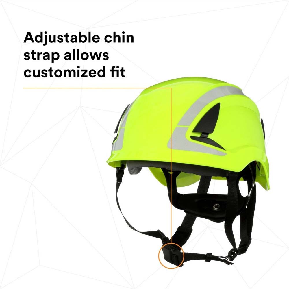 3M 7100175561 SecureFit X5000 Non-Vented Safety Helmet with 6-Point Ratchet Suspension and Scotchlite Reflective, Hi-Visibility Green - 8