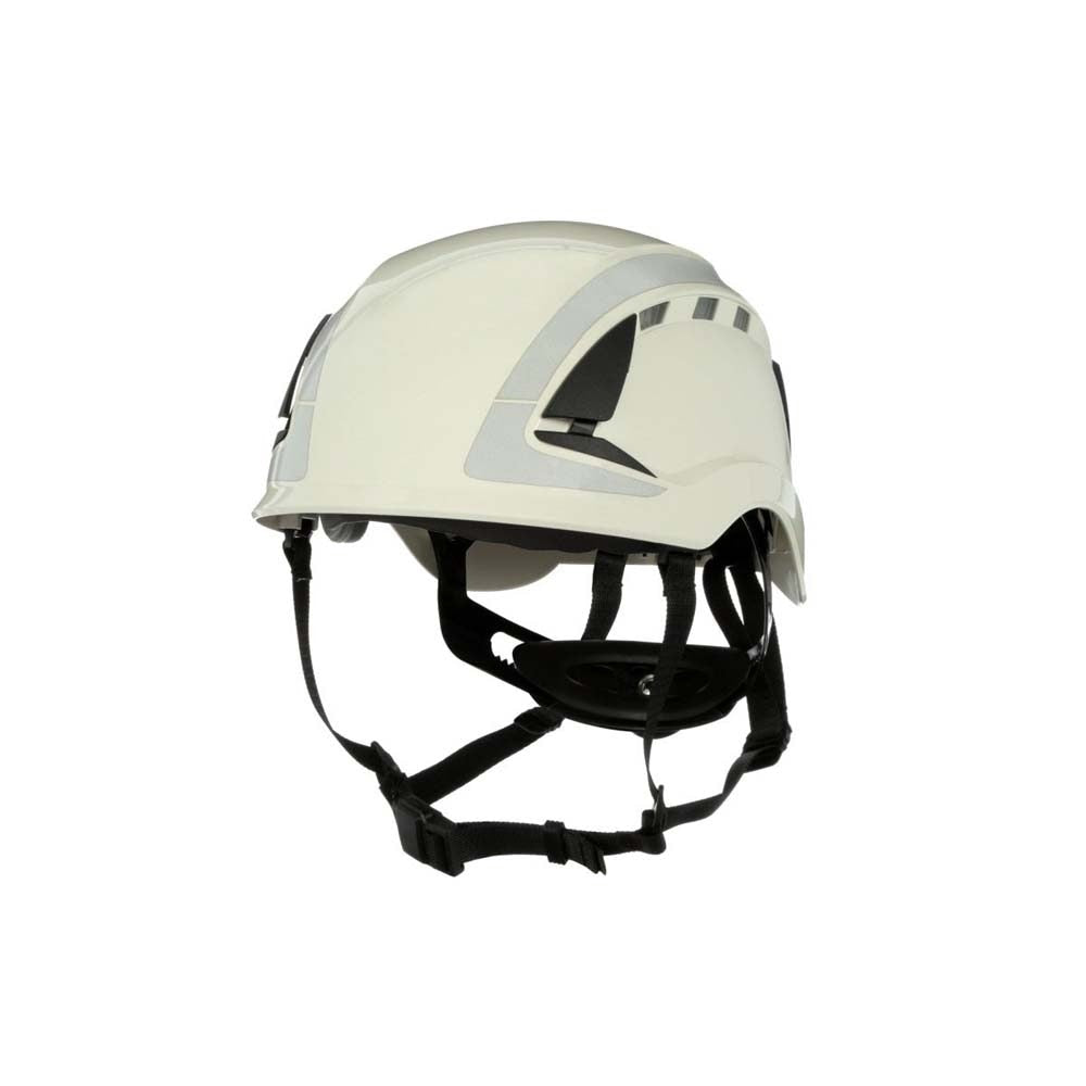 3M X5001VX-ANSI SecureFit X5000 Safety Helmet, Vented ABS Shell with 6-Point Ratchet Suspension and Scotchlite Reflective, White (7100175562) (4 Pack)