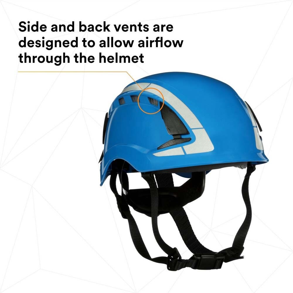 3M X5003VX-ANSI SecureFit X5000 Safety Helmet, Vented with Scotchlite Reflective Material, Blue, 6-Point Ratchet Suspension (7100175564) - 4