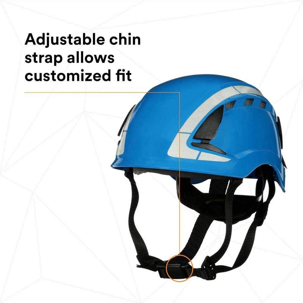 3M 7100175564 SecureFit X5000 Safety Helmet, Vented with Scotchlite Reflective Material, Blue, 6-Point Ratchet Suspension - 5