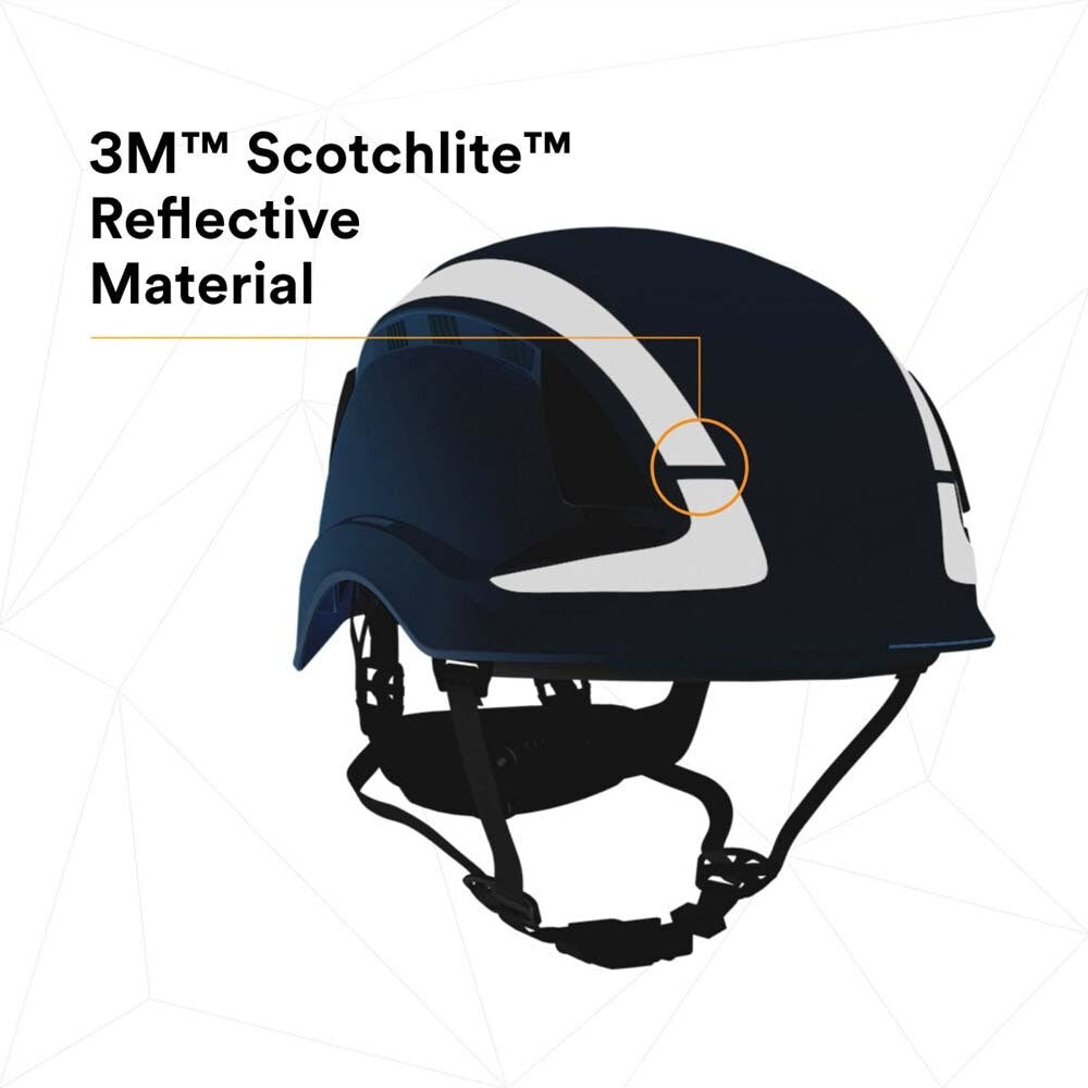3M 7100175564 SecureFit X5000 Safety Helmet, Vented with Scotchlite Reflective Material, Blue, 6-Point Ratchet Suspension - 9