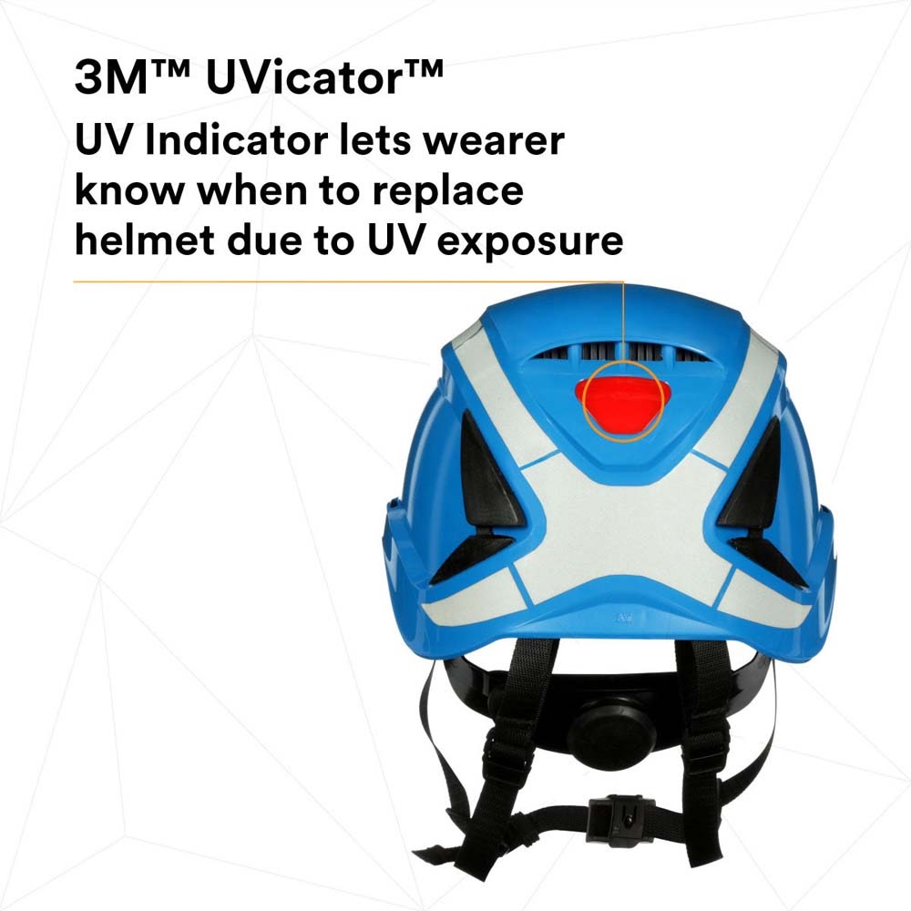 3M X5003VX-ANSI SecureFit X5000 Safety Helmet, Vented with Scotchlite Reflective Material, Blue, 6-Point Ratchet Suspension (7100175564) - 10