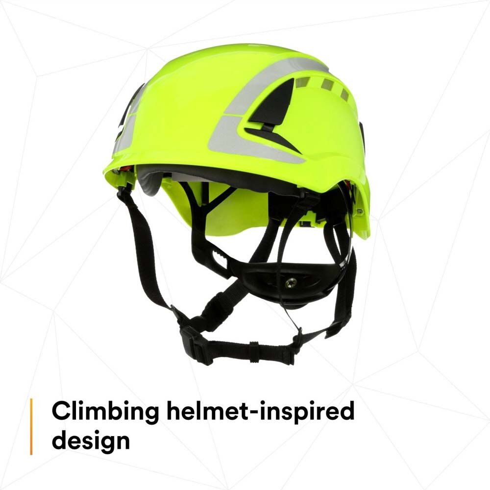 3M 7100175569 SecureFit Safety Helmet, Vented Climbing-Style with 6-Point Suspension and Scotchlite Reflective, Hi-Visibility Green - 5