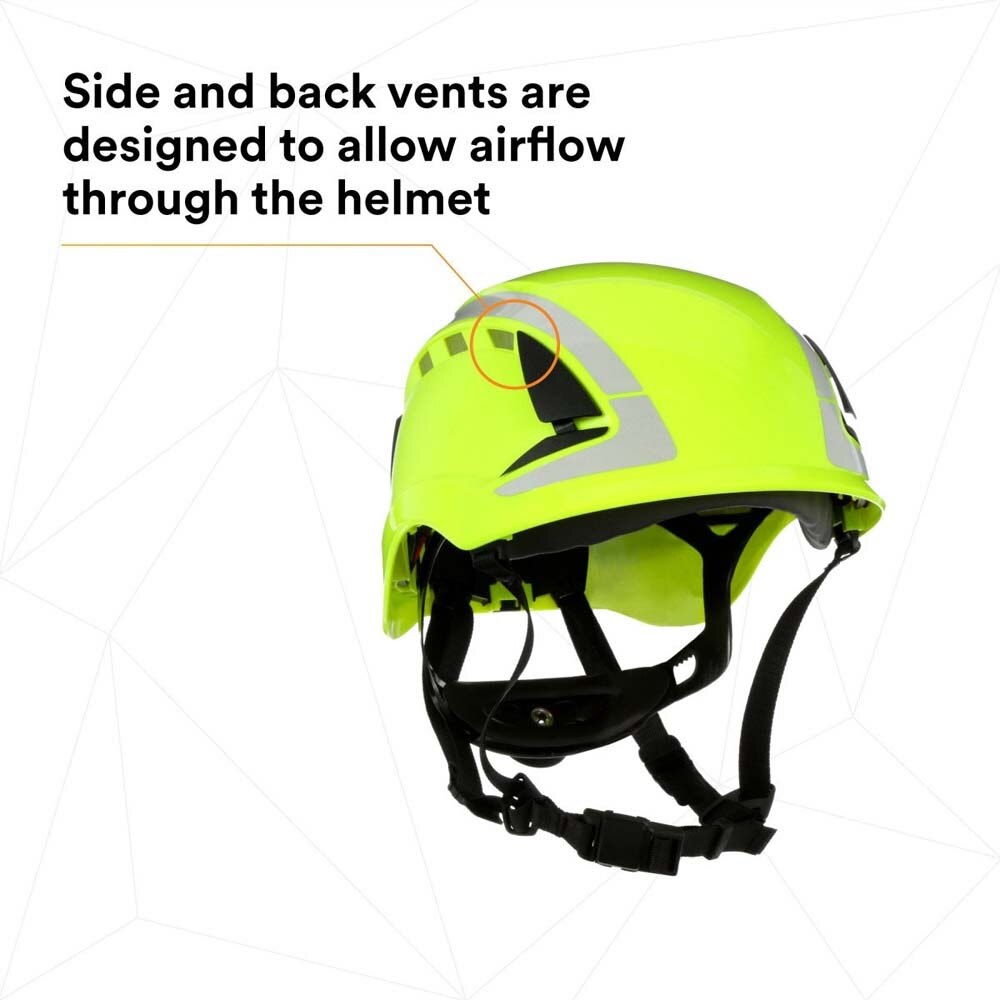3M X5014VX-ANSI SecureFit Safety Helmet, Vented Climbing-Style with 6-Point Suspension and Scotchlite Reflective, Hi-Visibility Green (7100175569) (4 Pack) - 7