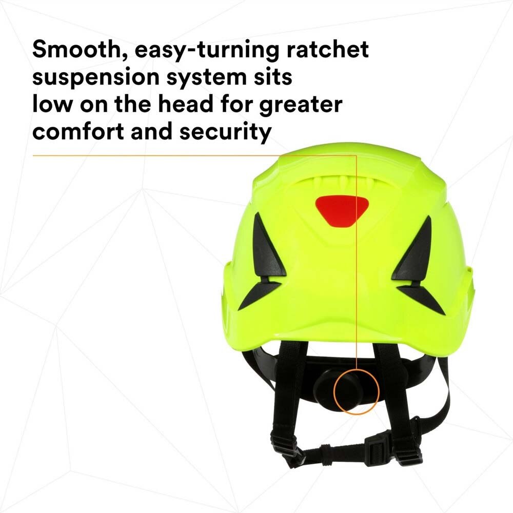 3M 7100175569 SecureFit Safety Helmet, Vented Climbing-Style with 6-Point Suspension and Scotchlite Reflective, Hi-Visibility Green - 10