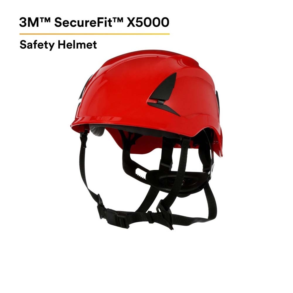 3M X5005-ANSI SecureFit Safety Helmet, Non-Vented, Red, Climbing Style with 6-Point Suspension (7100175574) - 4