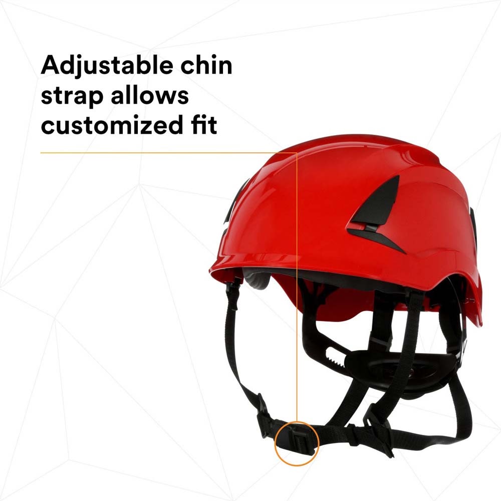 3M X5005-ANSI SecureFit Safety Helmet, Non-Vented, Red, Climbing Style with 6-Point Suspension (7100175574) - 10