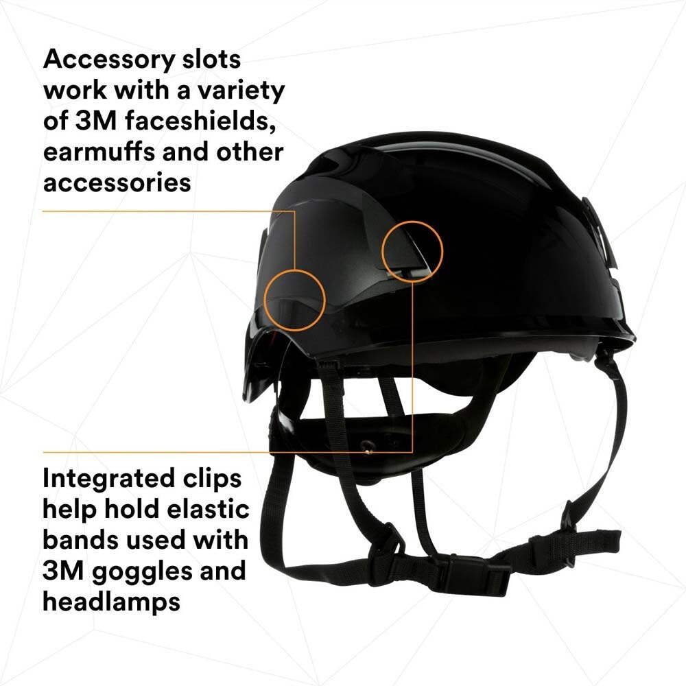 3M 7100175576 SecureFit X5000 Series Safety Helmet, Non-Vented, Black, 6-Point Ratchet Suspension - 8