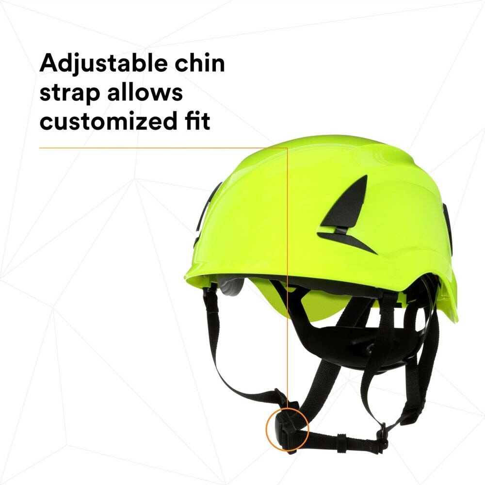 3M 7100175577 SecureFit X5000 Safety Helmet, Non-Vented, High-Visibility Green, 6-Point Ratchet Suspension - 4