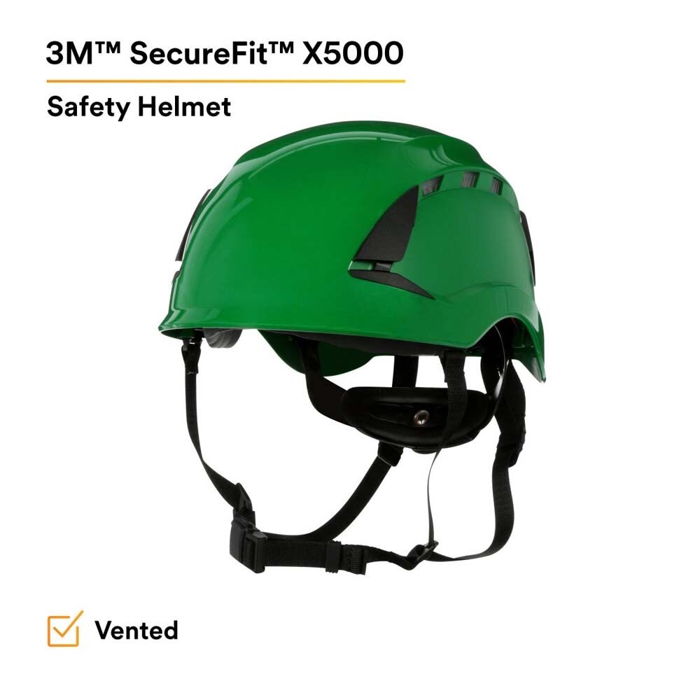 3M 7100175581 SecureFit X5004V-ANSI Safety Helmet, Vented Green with 6-Point Ratchet Suspension for Construction - 4
