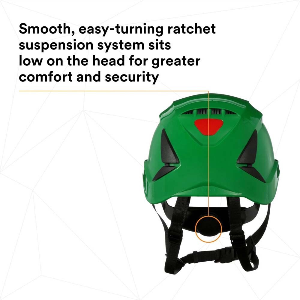 3M 7100175581 SecureFit X5004V-ANSI Safety Helmet, Vented Green with 6-Point Ratchet Suspension for Construction - 7