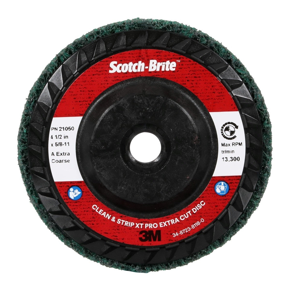 3M XC-DC Scotch-Brite Clean and Strip XT Pro Extra Cut Disc, Aluminum Oxide Extra Coarse, Green, 4-1/2 in x 5/8 in-11, Type 27 (7100176126) (10 Pack) - 2