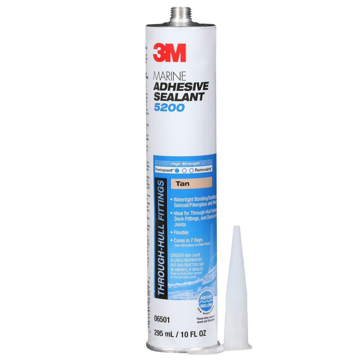 3M 06501 5200 Marine Adhesive Sealant Permanent Bonding Above and Below Waterline, Tan, 10 fl oz Cartridge (7100176316) (12 Pack) - 2
