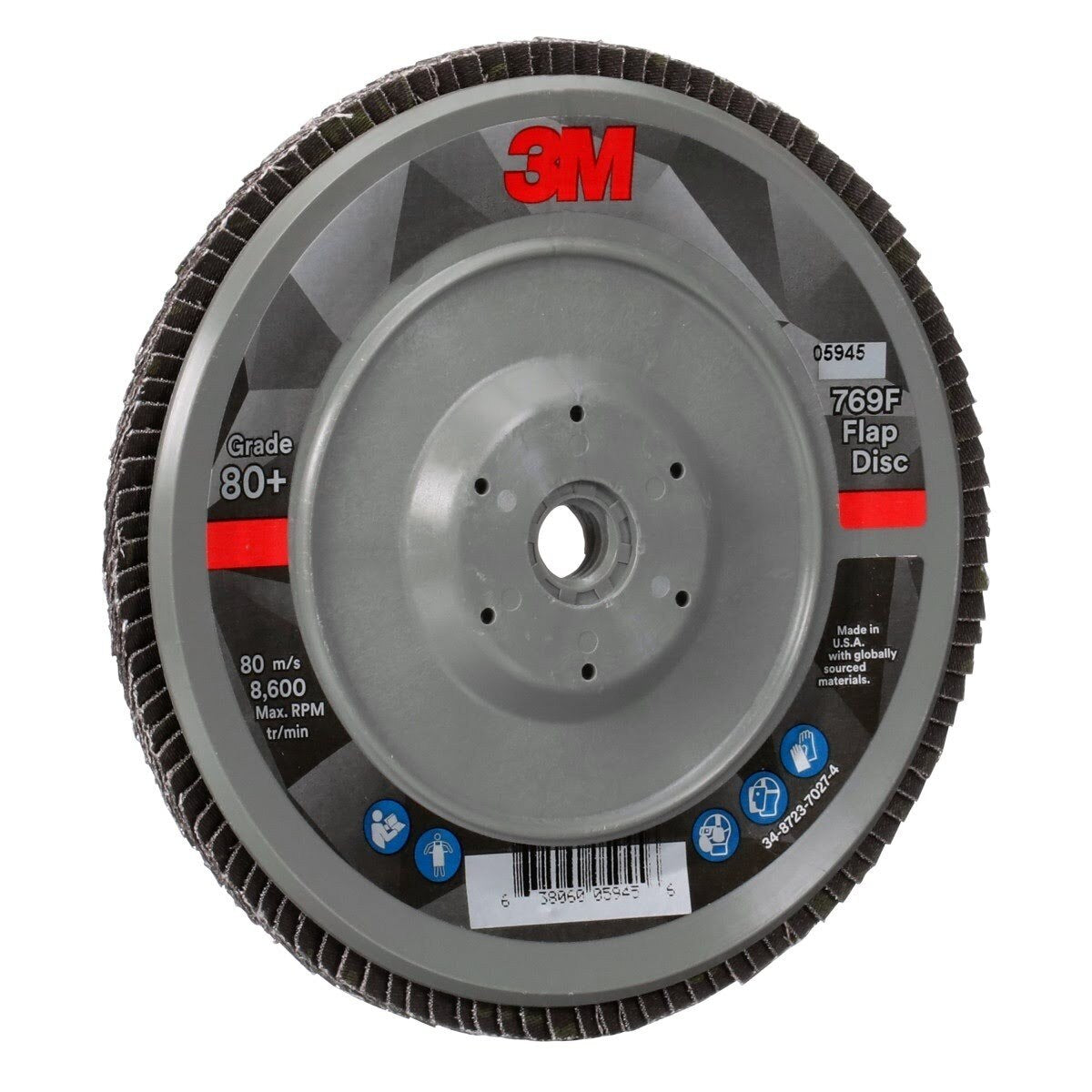 3M 769F Flap Disc T29 Quick Change Abrasive Disc 80+, Purple, 7 in x 5/8 in-11 (7100177901) (5 Pack) - 3