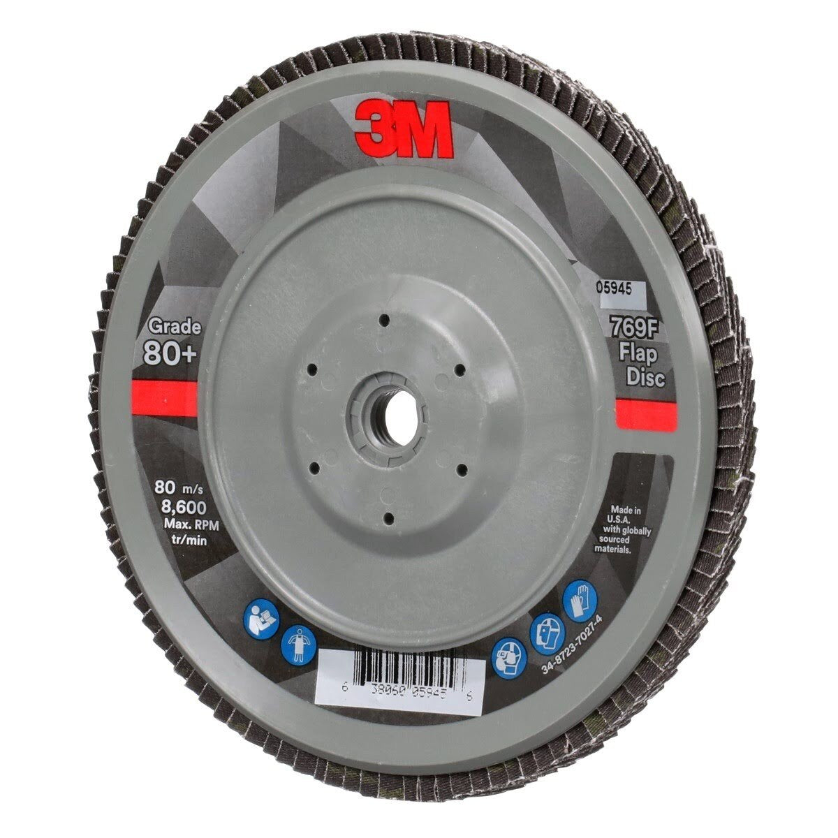 3M 769F Flap Disc T29 Quick Change Abrasive Disc 80+, Purple, 7 in x 5/8 in-11 (7100177901) (5 Pack) - 4