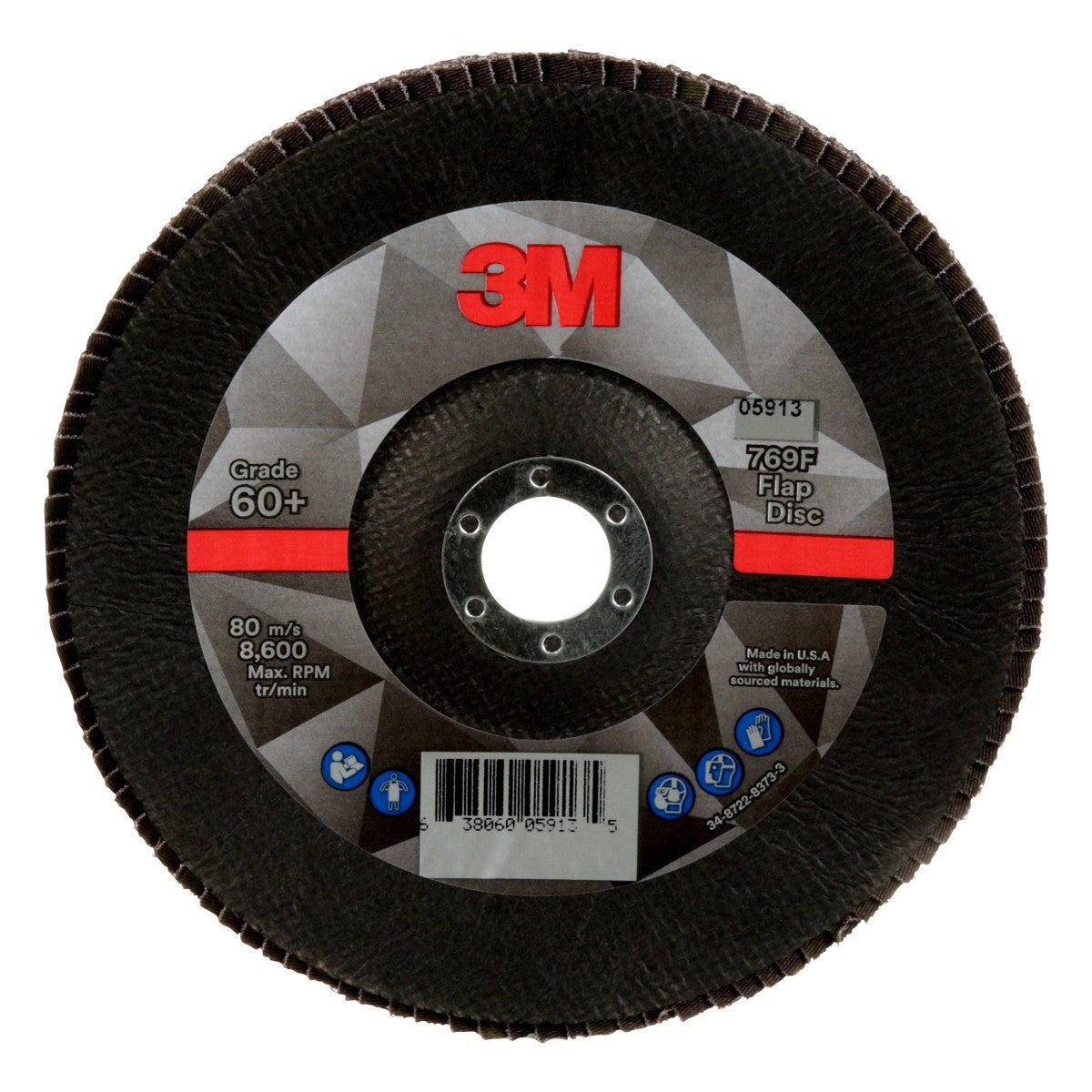 3M 769F Flap Disc, T29, 60+, Precision Shaped Ceramic, Purple, 7 in x 7/8 in (7100177968) (5 Pack)