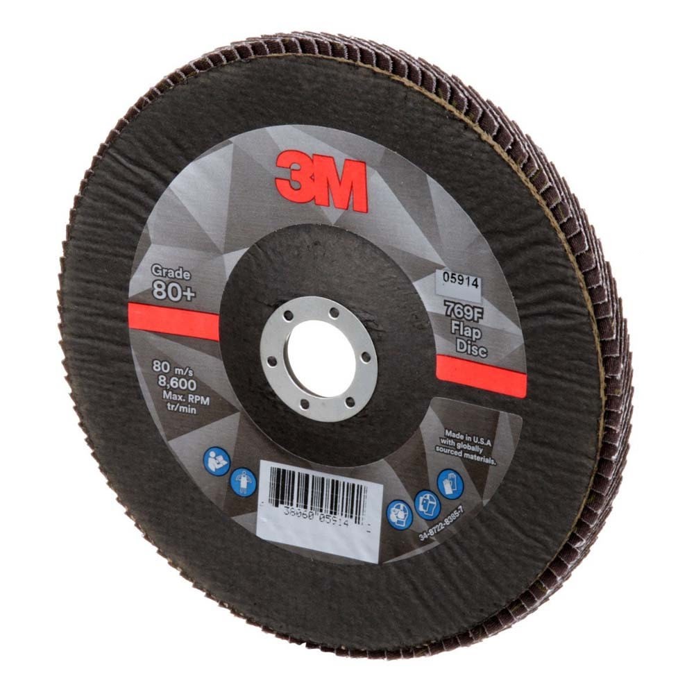 3M 769F Flap Disc Type 29, 80+ Grit, 7 in x 7/8 in for Grinding and Finishing on Carbon and Stainless Steel (7100177999) (5 Pack) - 4