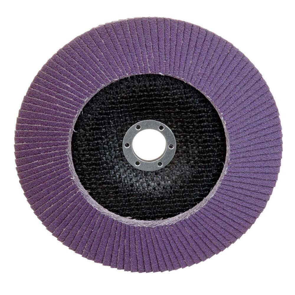3M 7100177999 Flap Disc 769F Type 29, 80+ Grit, 7 in x 7/8 in for Grinding and Finishing on Carbon and Stainless Steel (5 Pack) - 5