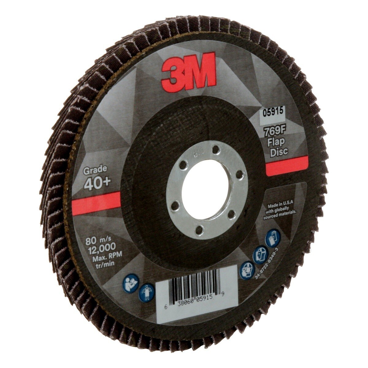 3M 769F Flap Disc, 40+, T27, Precision Shaped Ceramic, Purple, 5 in x 7/8 in Center Hole (7100178012) (10 Pack) - 4