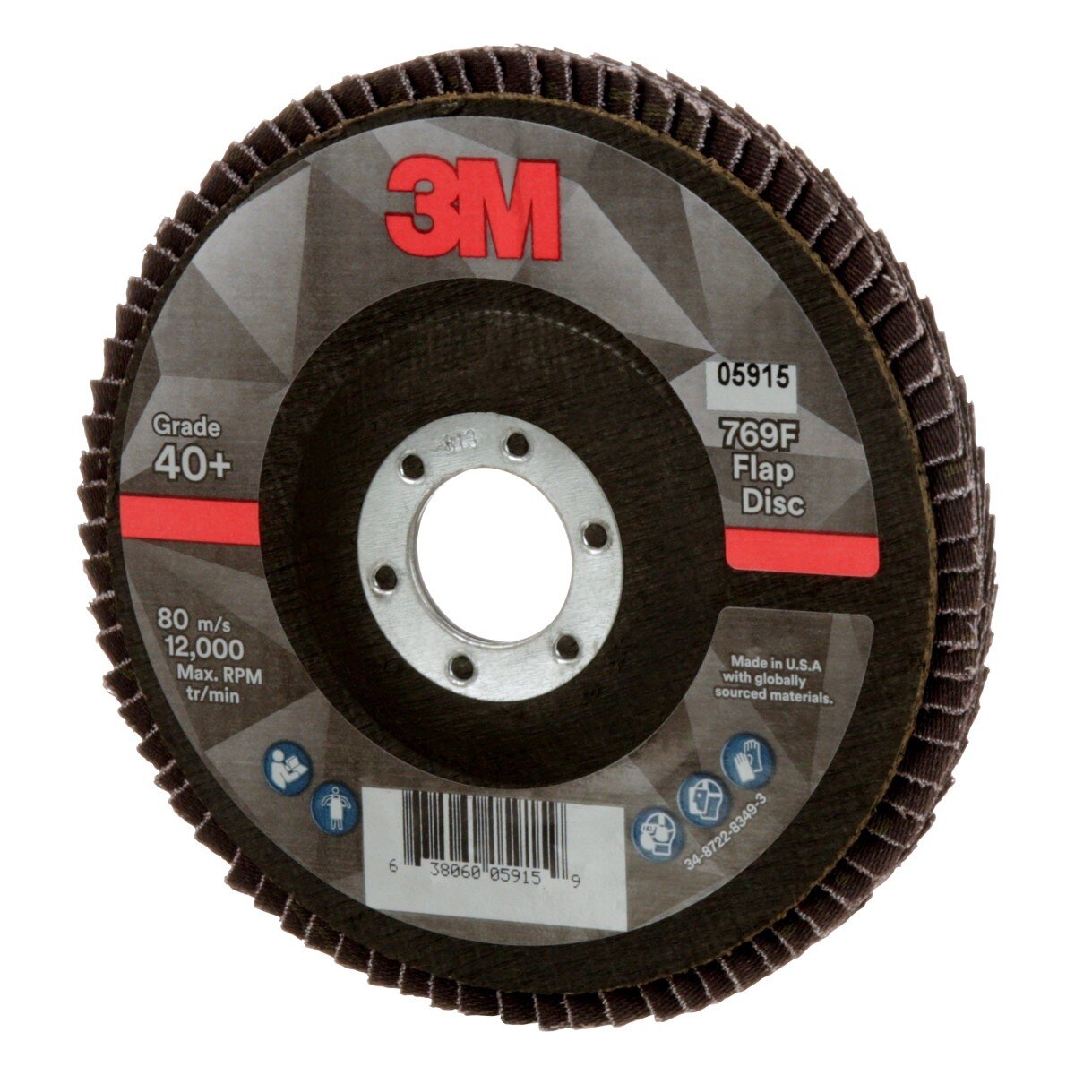 3M 769F Flap Disc, 40+, T27, Precision Shaped Ceramic, Purple, 5 in x 7/8 in Center Hole (7100178012) (10 Pack) - 5