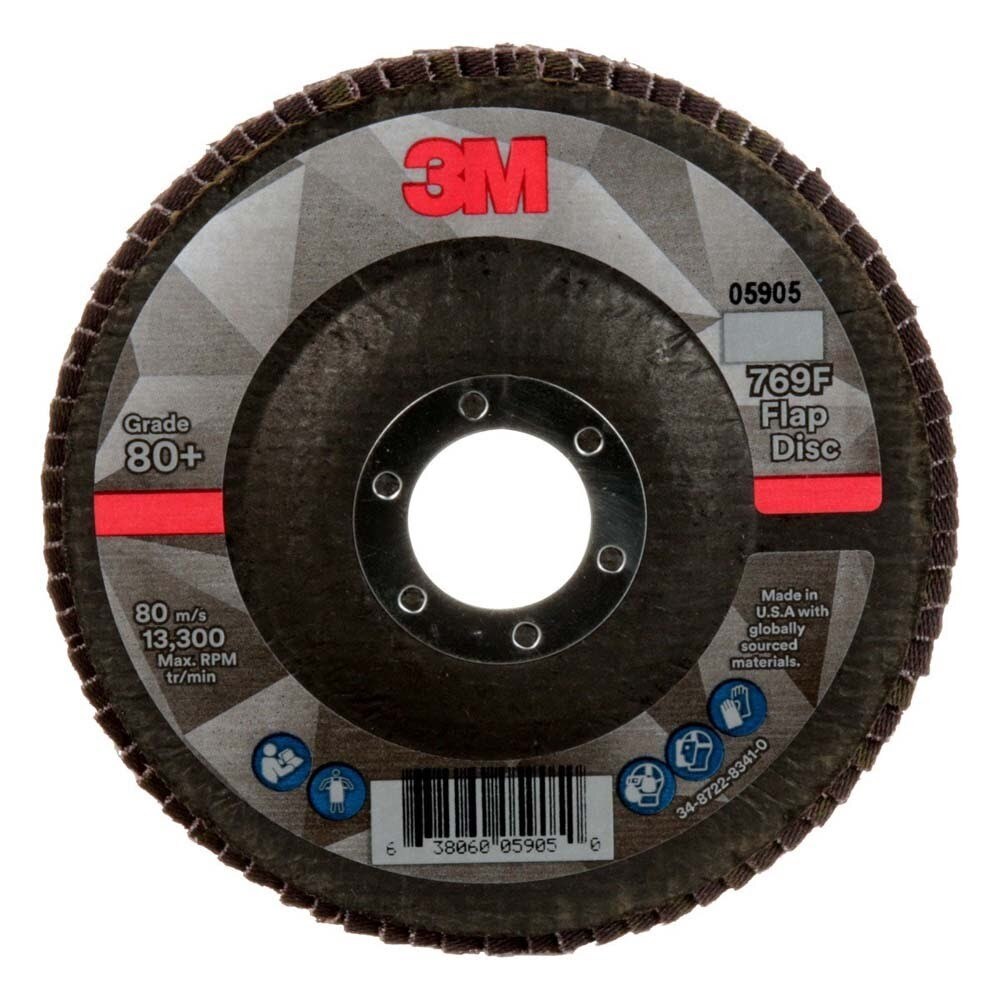 3M 7100178016 Flap Disc 769F, 80+, T27, 4-1/2 in x 7/8 in (10 Pack)