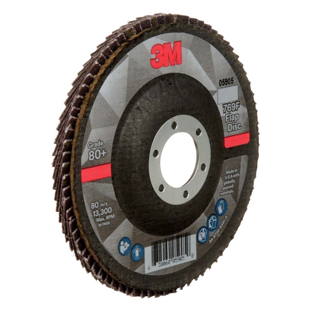 3M 7100178016 Flap Disc 769F, 80+, T27, 4-1/2 in x 7/8 in (10 Pack) - 2
