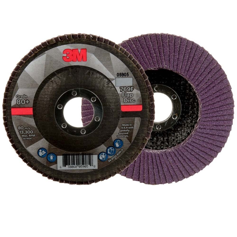 3M 7100178016 Flap Disc 769F, 80+, T27, 4-1/2 in x 7/8 in (10 Pack) - 5