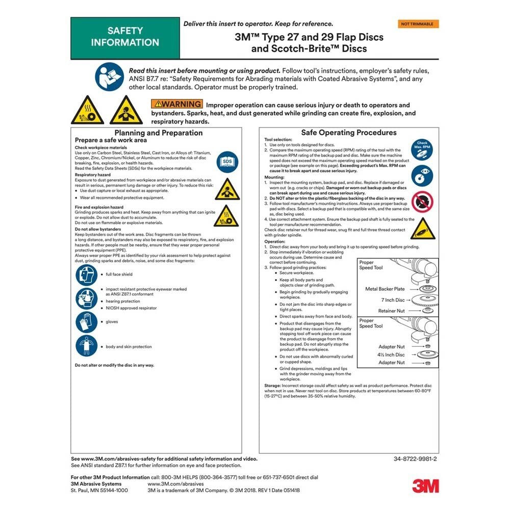 3M 7100178016 Flap Disc 769F, 80+, T27, 4-1/2 in x 7/8 in (10 Pack) - 7