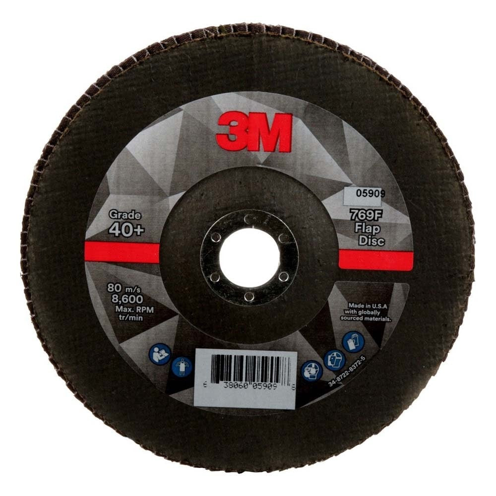 3M 7100178029 Flap Disc 769F, 40+, T27, 7 in x 7/8 in (5 Pack)