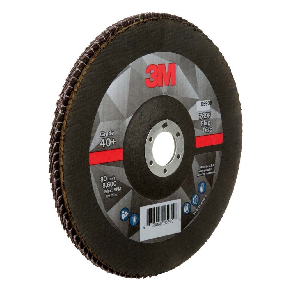 3M 7100178029 Flap Disc 769F, 40+, T27, 7 in x 7/8 in (5 Pack) - 3