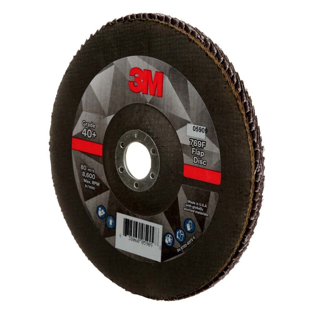 3M 7100178029 Flap Disc 769F, 40+, T27, 7 in x 7/8 in (5 Pack) - 4