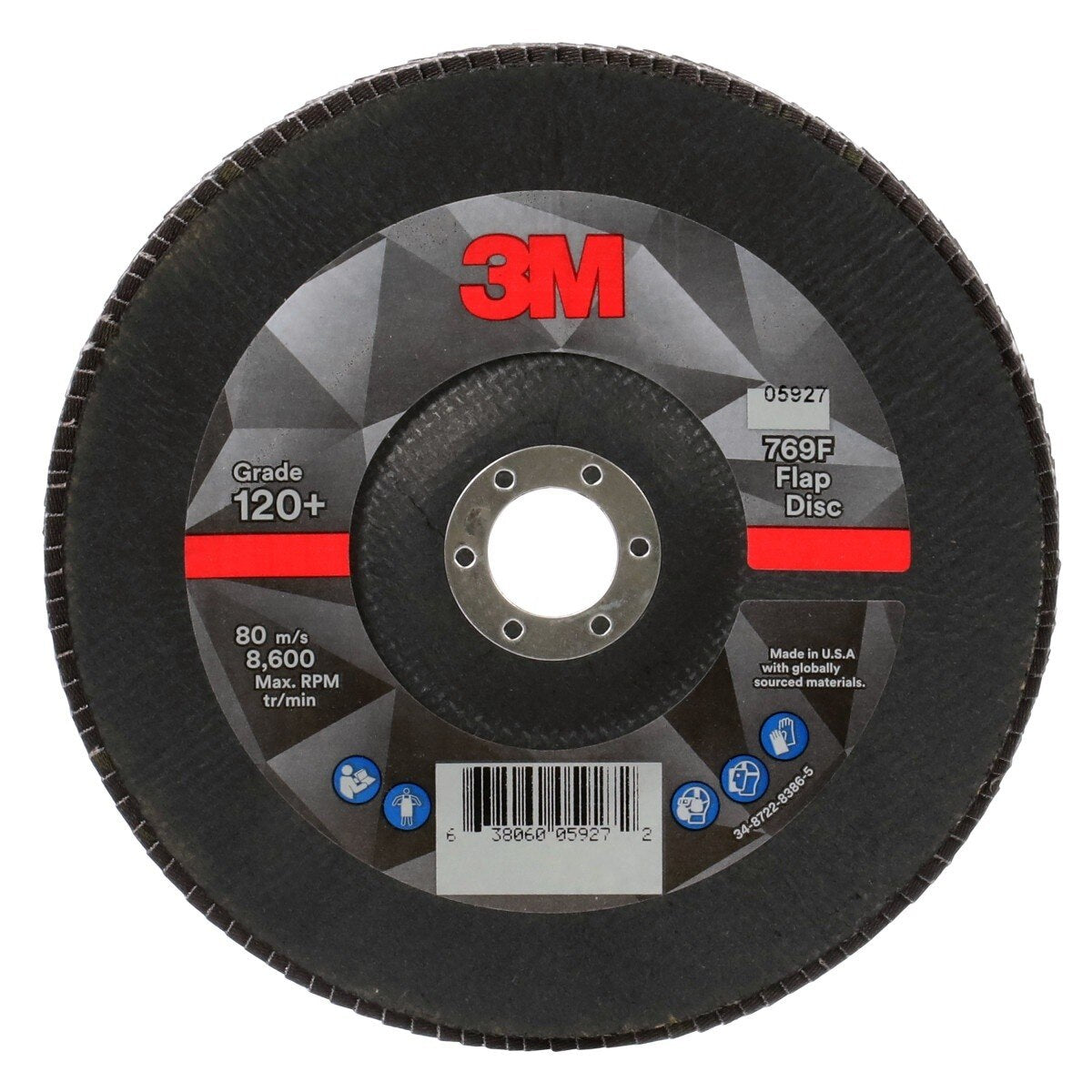 3M 769F Flap Disc, Type 29, 120+, Precision Shaped Ceramic, Purple, 7 in x 7/8 in (7100178089) (250 Pack)