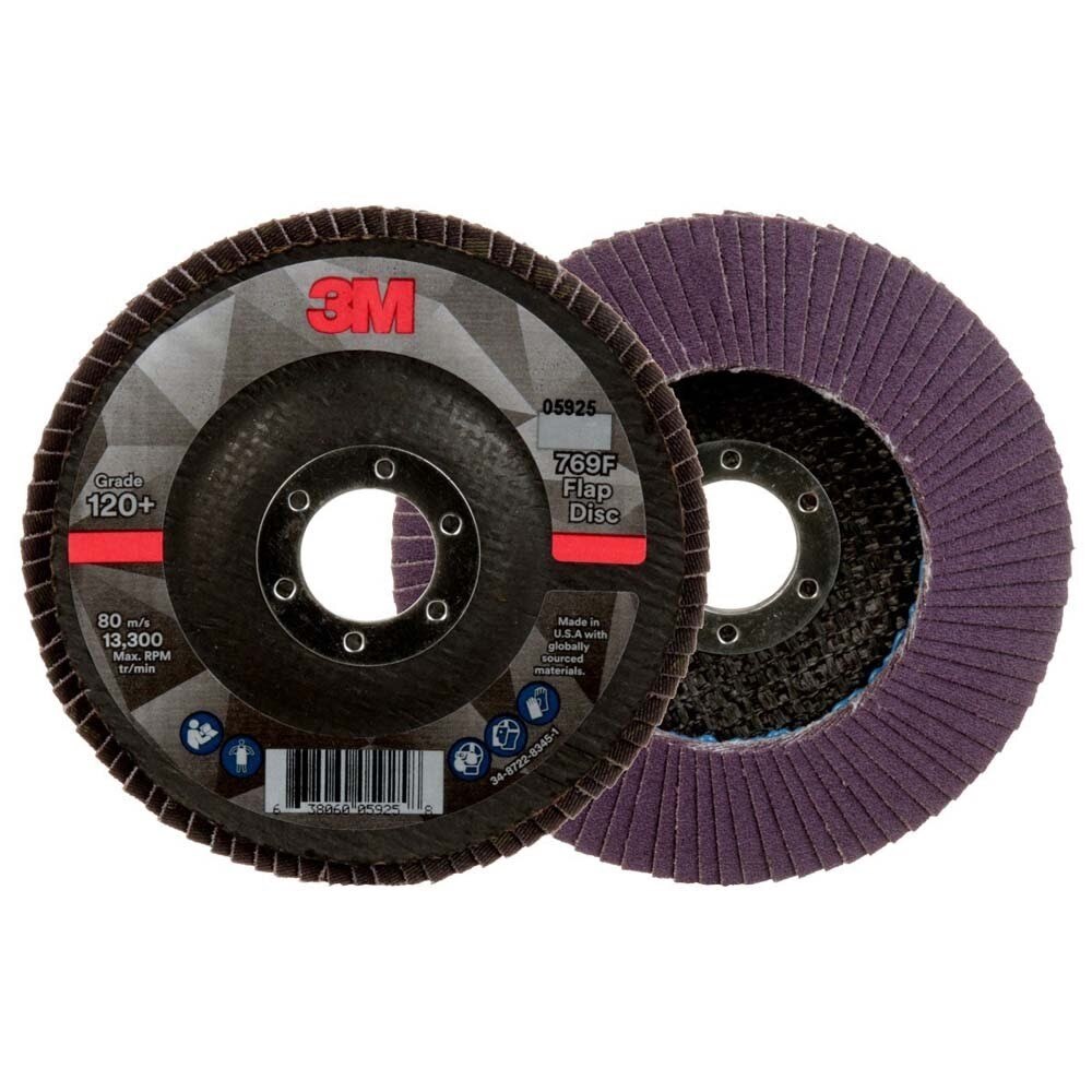 3M 7100178091 Flap Disc 769F, 120+, T29, 4-1/2 in x 7/8 in (10 Pack) - 2