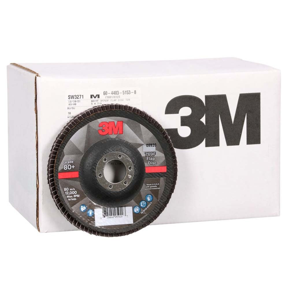 3M 769F Flap Disc , 80+, T29, 5 in x 7/8 in (7100178123) (10 Pack) - 6